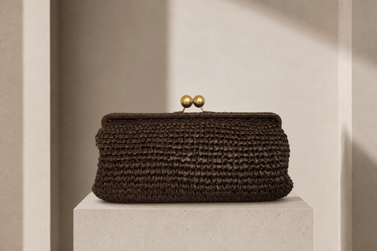 RAFFIA Clutch mocca