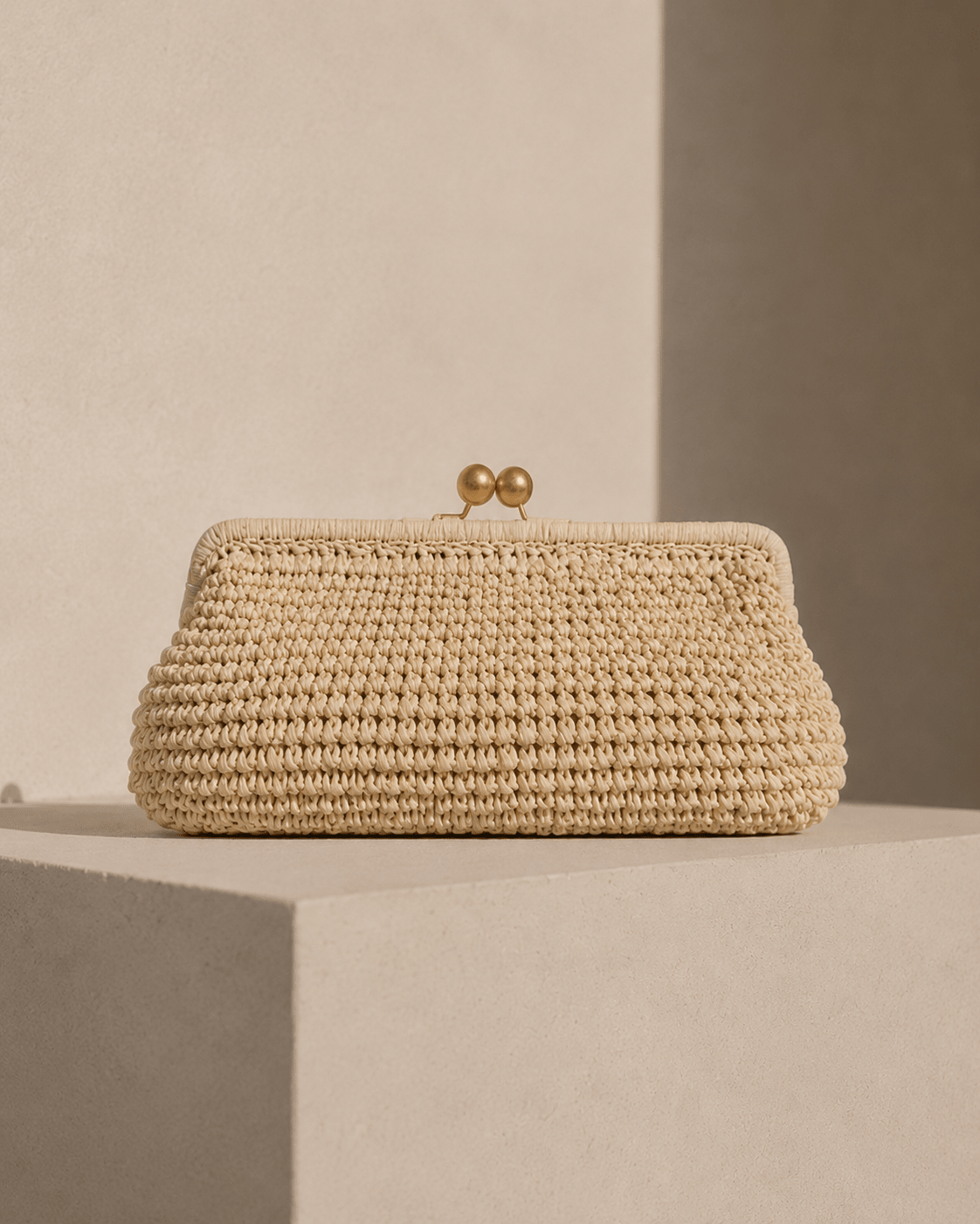RAFFIA Clutch milk