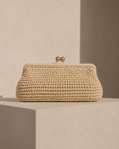 RAFFIA Clutch milk