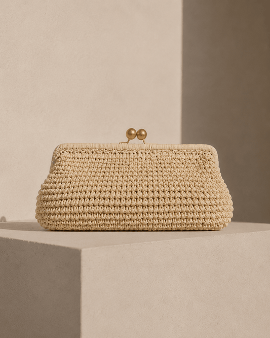 RAFFIA Clutch milk